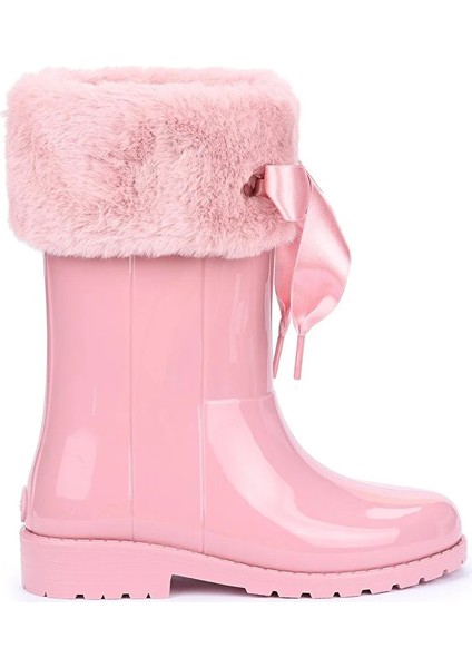 Campera Charol Velvet Kız Çocuk Su Geçirmez Yağmur Kar Çizmesi W10275 Siyah Pembe