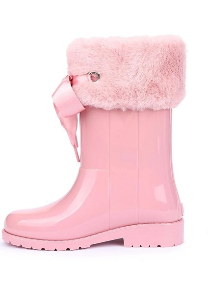 Campera Charol Velvet Kız Çocuk Su Geçirmez Yağmur Kar Çizmesi W10275 Siyah Pembe