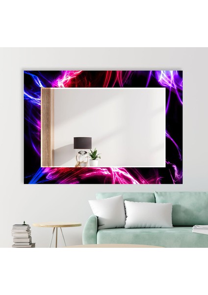 Soyut Desenli Temperli Cam Duvar Aynası