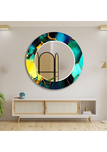 Soyut Desenli Temperli Cam Duvar Aynası modelleri