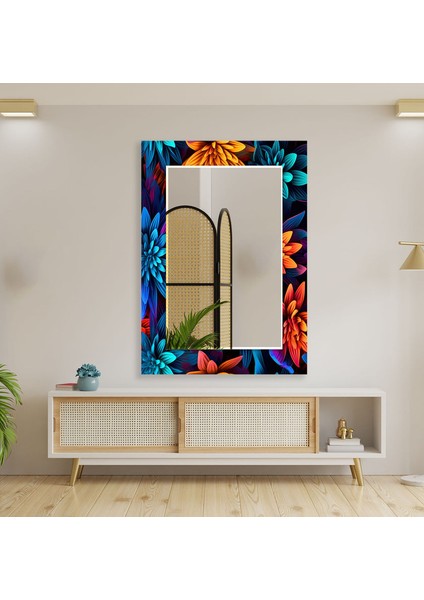 Çiçek Desenli Temperli Cam Duvar Aynası fırsatları