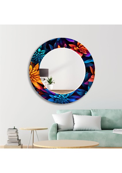 Çiçek Desenli Temperli Cam Duvar Aynası modelleri