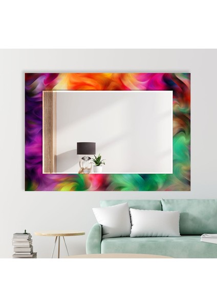 Soyut Desenli Temperli Cam Duvar Aynası
