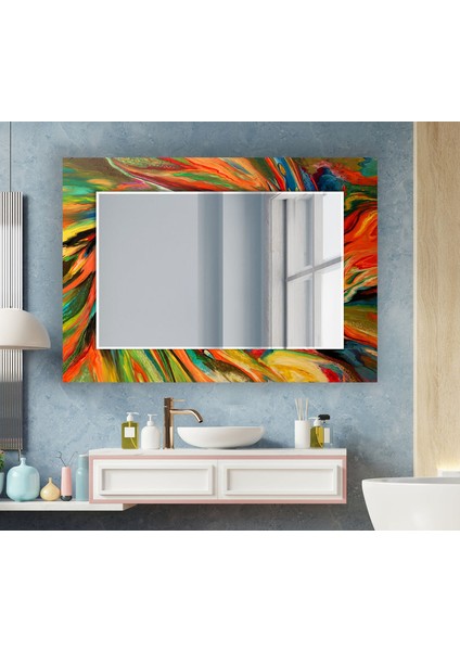 Soyut Desenli Temperli Cam Duvar Aynası modelleri