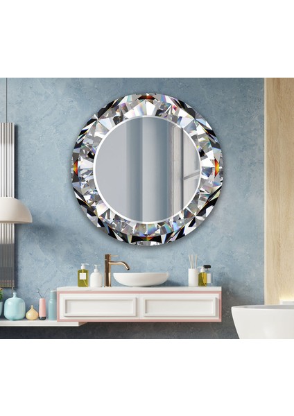 Elmas Desenli Temperli Cam Duvar Aynası