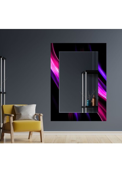 Soyut Desenli Temperli Cam Duvar Aynası