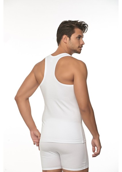 Erkek Pamuklu Süprem Penye Slim Fit Arkası Çapraz Sporcu Likralı Atlet 6'lı - 1050