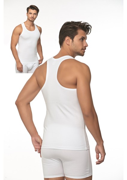 Erkek Pamuklu Süprem Penye Slim Fit Arkası Çapraz Sporcu Likralı Atlet 6'lı - 1050 fırsatları