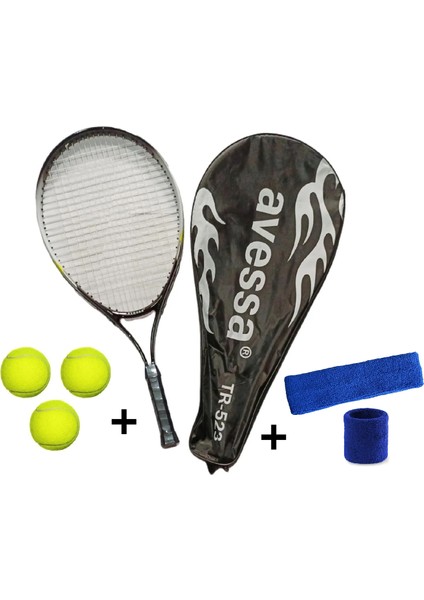 4'lü Tenisçi Seti TR-523 23 Inç 200 gr + 3 Adet Tenis Topu + Havlu Kafa Bandı ve Bileklik