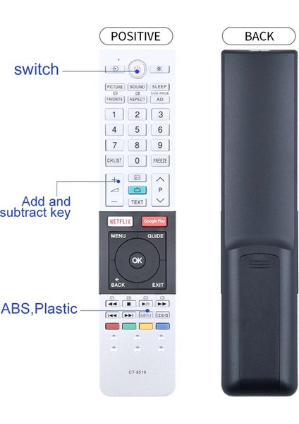 Toshiba Tv 43U7750VN 55U7750VN 65U7750VN 75U7750VN 43U7750VE 55U7750VE 65U7750VE 55U7750 65U7750 75U7750 49U9750 55U9750 65U9750 Için Uzaktan Kumanda CT-8516 (Yurt Dışından)