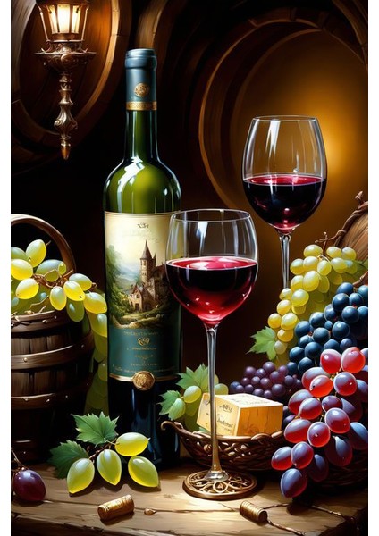 Üzüm Şarabı | Elmas Mozaik Tablo | Mozaik Puzzle | 40X60 | E20204508 fiyatları