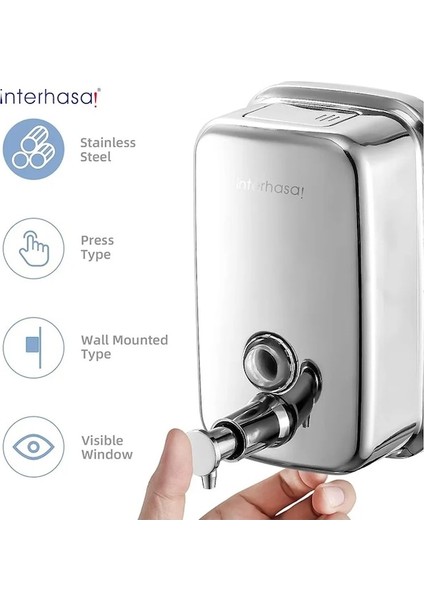 304SS-1000ML-SABUNLUK Duvara Montaj 304 Paslanmaz Çelik El Sabunu Dispenseri Banyo Için Ticari Sıvı Sabunluk (Yurt Dışından) fiyatları