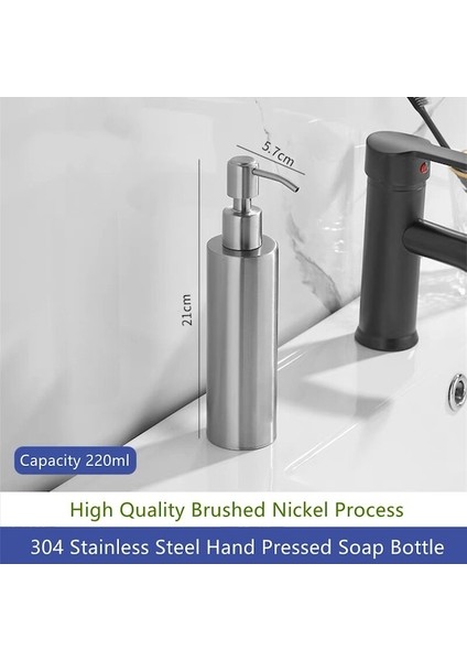 Yuvarlak-A-Sıvı Sabunluklar Fırçalanmış Nikel Paslanmaz Çelik Mutfak Donanım El Basın Metal Pompa Losyon Şişesi Banyo Aksesuarları (Yurt Dışından)