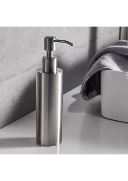 Yuvarlak-A-Sıvı Sabunluklar Fırçalanmış Nikel Paslanmaz Çelik Mutfak Donanım El Basın Metal Pompa Losyon Şişesi Banyo Aksesuarları (Yurt Dışından) fırsatları