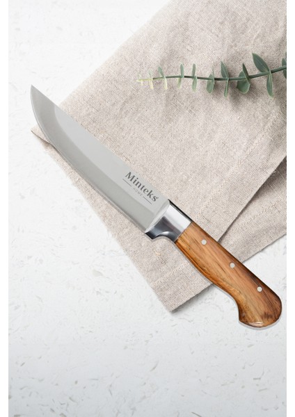 Inci Kaplama 28 cm Ahşap Saplı Çelik Bilezikli Et Bıçağı B0361