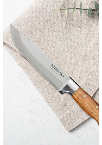 Inci Kaplama 28 cm Ahşap Saplı Çelik Bilezikli Et Bıçağı B0361