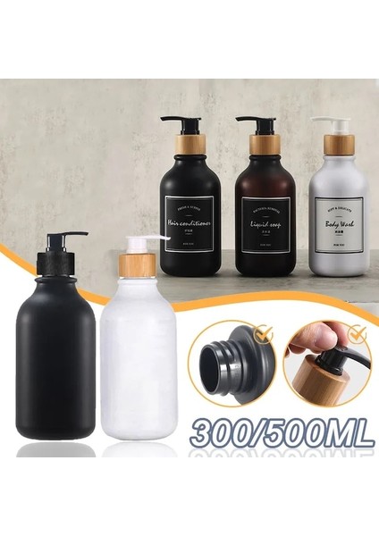 MATTE-BLACK-300ML-300/500ML Sabunluk Kalınlaştırılmış Doldurulabilir Şampuan Pompası Şişesi Losyon Kabı Sabun Pompası Tankı El Yıkama Banyo Aksesuarları (Yurt Dışından)