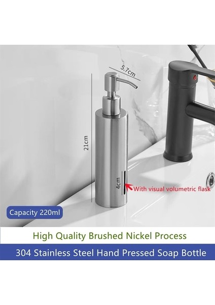 Yuvarlak B-Sıvı Sabunluklar Fırçalanmış Nikel Paslanmaz Çelik Mutfak Donanım El Basın Metal Pompa Losyon Şişesi Banyo Aksesuarları (Yurt Dışından)