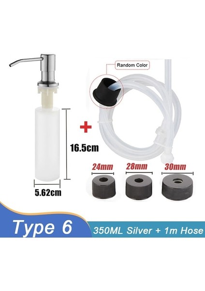 Type6 Gümüş 350ML-500/350ML Mutfak Lavabo Sıvı Sabunluk Pompası Paslanmaz Çelik Sıvı Sabun Şişesi Lavabo El Basınçlı Sabunluk Şişe (Yurt Dışından)