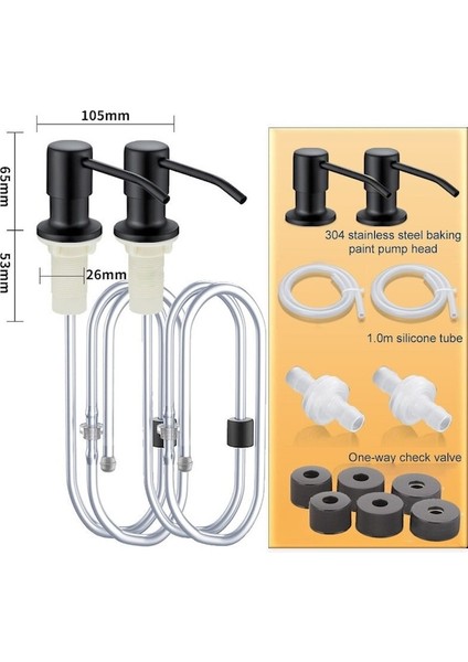 Siyah B Seti 2pcs-2pcs Paslanmaz Çelik Sıvı Sabunluk Pompası Mutfak Lavabo El Basınçlı Sıvı Dispenseri Mutfak Donanım Aksesuarları (Yurt Dışından)