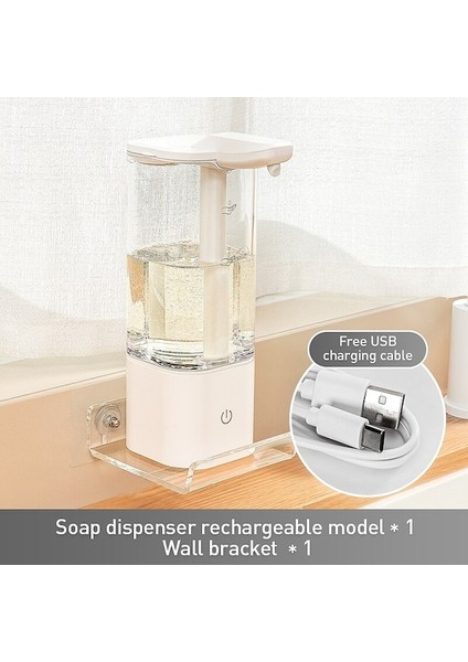 Şarj Edilebilir Model 1-El Ücretsiz 500 ml Otomatik Sabunluk Fotoselli Dezenfektan Dispenseri Mutfak Banyo Için Akıllı Sensör Sıvı Sabunluk (Yurt Dışından)
