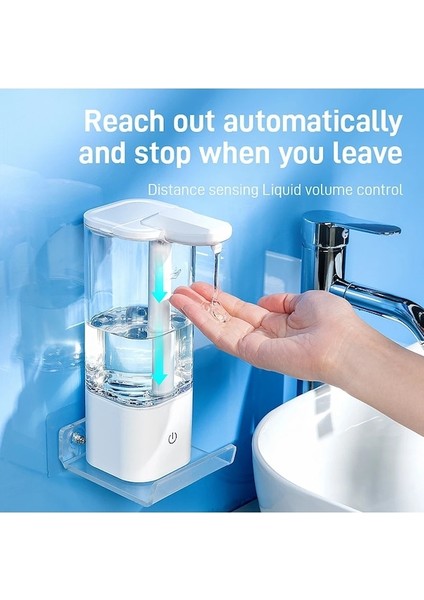 Şarj Edilebilir Model 1-El Ücretsiz 500 ml Otomatik Sabunluk Fotoselli Dezenfektan Dispenseri Mutfak Banyo Için Akıllı Sensör Sıvı Sabunluk (Yurt Dışından)
