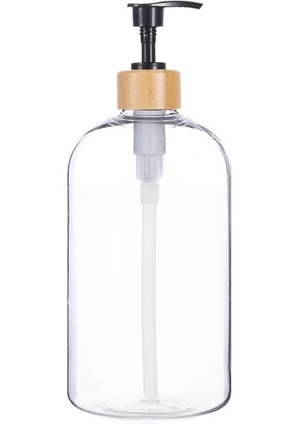 Bottle-C-Matte Boş Şampuan Şişesi Bambu Pompa Şampuan Dispenseri Şişe Vücut Yıkama Losyonu El Sabunu Dağıtma Şişesi Banyo Sabunluk (Yurt Dışından)