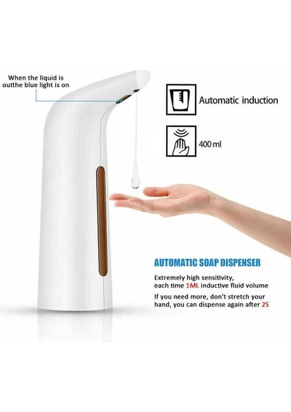 Porselen BEYAZ-400 ml Otomatik Sabun Dezenfektanı Dispenseri Eller Serbest Kızılötesi Sensör Ev Mutfak Banyo Için Temassız Dezenfektan Dispenseri (Yurt Dışından)