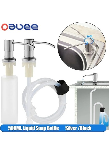 Type4 Gümüş Mutfak Lavabo Sabunluk Dahili Tasarım 500 ml Sıvı Sabun Şişesi Paslanmaz Çelik Kafa El Basın Dispenser Şişesi (Yurt Dışından) indirimleri