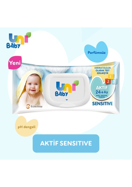 Uni Baby Aktif Sensitive Islak Mendil 12'li 1080 Yaprak