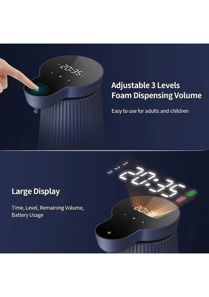 Köpük-Otomatik Köpük Sabunluk Ev Indüksiyon El Dezenfektanı Dispenseri Banyo Akıllı USB Şarj Sabunluk Zaman Göstergesi (Yurt Dışından)