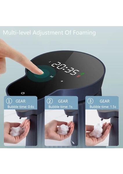 Köpük-Otomatik Köpük Sabunluk Ev Indüksiyon El Dezenfektanı Dispenseri Banyo Akıllı USB Şarj Sabunluk Zaman Göstergesi (Yurt Dışından)