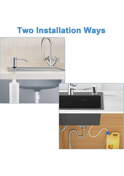 SET3-SILVER-350ML-304 Paslanmaz Çelik Mutfak Lavabo Sabunluk Uzatma Tüpü Bulaşık Sabunu Basın Pompası Kafa Çıkış Kafası Genişletici 350/500 ml (Yurt Dışından) indirimleri