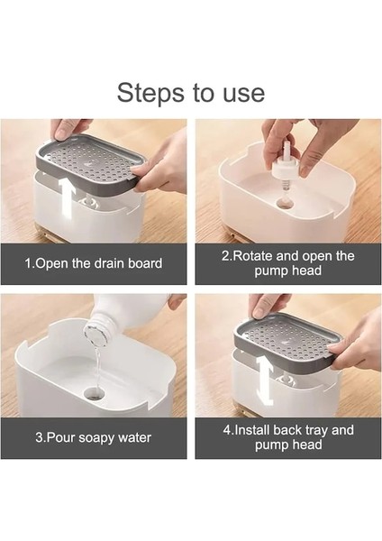 White-2ın1 Taşınabilir Bulaşık Sabunu Dispenseri Sıvı Sabun Pompası Konteyner Deterjan Pres Kutusu Sünger Mutfak Banyo Yıkama Aksesuarı (Yurt Dışından) fırsatları