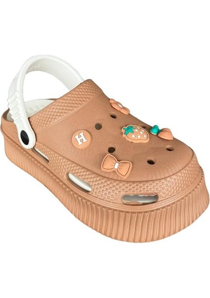 Yüksek Comfort Taban Kadın Sandalet KAHVERENGİ-BEYAZ fiyatları