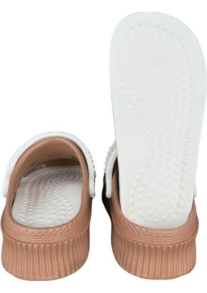 Yüksek Comfort Taban Kadın Sandalet KAHVERENGİ-BEYAZ indirimleri