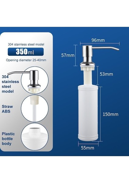 Gümüş Bir Set-Mutfak Lavabo Sıvı Sabunluk Pompası Paslanmaz Çelik 500 ml Sıvı Sabun Şişesi Lavabo Dağı El Basınçlı Sabunluk Şişesi (Yurt Dışından)