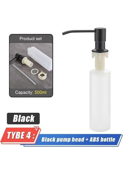 Type4 BLACK-350/500ML Mutfak Sıvı Sabunluk Pompaları Mutfak Banyo Sabunluk Lavabo Sabun Şişesi Mutfak Aracı Şişe Aksesuarları (Yurt Dışından)