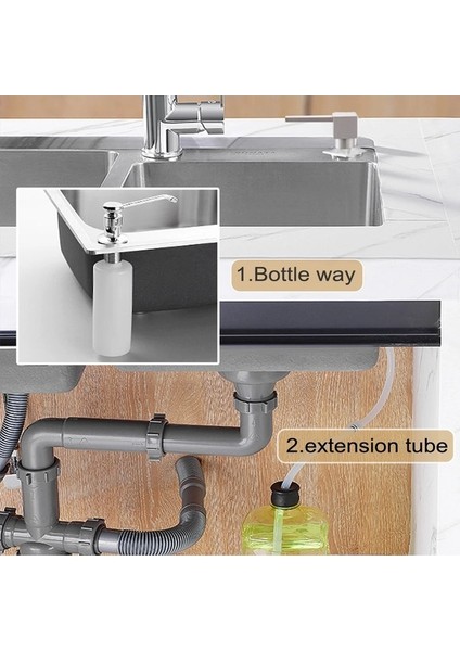 Nikel KARE-350ML Mutfak Lavabo Pompası Için Dispenser Sabun Bulaşık Sabunu Dispenseri Plastik Şişe Ile Dahili Losyon Pompası Kafası Deterjan Tutucu (Yurt Dışından)