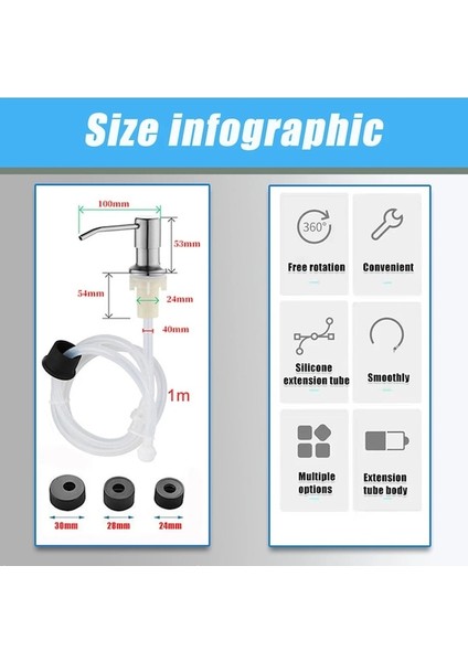 Uzatma Tüpü-Mutfak Lavabo Sıvı Sabunluk Pompaları Paslanmaz Çelik Kafa Lavabo El Losyonu Sabunluklar Tüp Hortumlu Şişe Aksesuarları (Yurt Dışından) indirimleri
