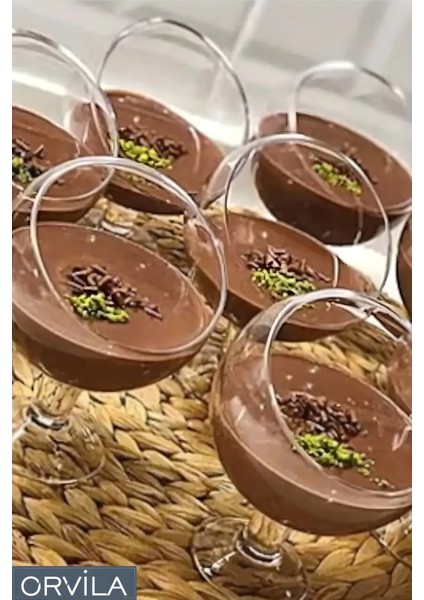 Kadeh Ayaklı Plastik Magnolia Tatlı Sunum Bardağı | 6'lı Mika Magnolya Kasesi (Cam Değildir)