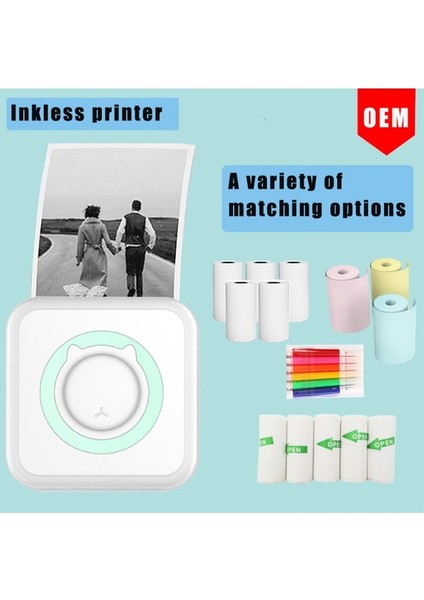 High Quality ShoeBag Topone Mini Bluetooth Kablosuz Taşınabilir Termal Yazıcı - Yeşil (Yurt Dışından)