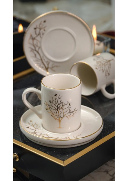 Hayat Ağacı 4 Parça 2 Kişilik Fincan Takımı