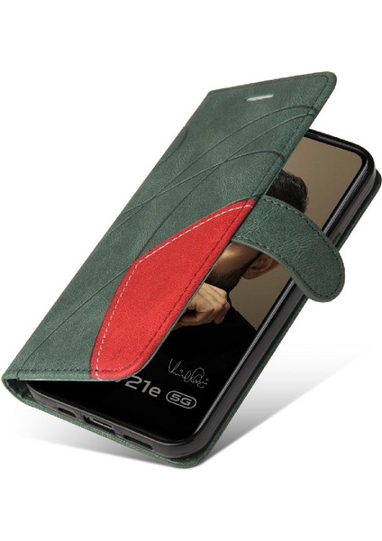 Vıvo V21E 5g Kickstand Koruyucu Iki Renkli Dikiş Pu Deri Için Kılıf (Yurt Dışından) modelleri