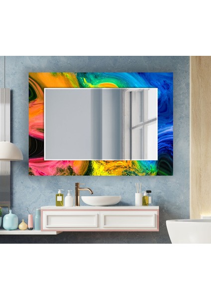 Soyut Desenli Temperli Cam Duvar Aynası fiyatları
