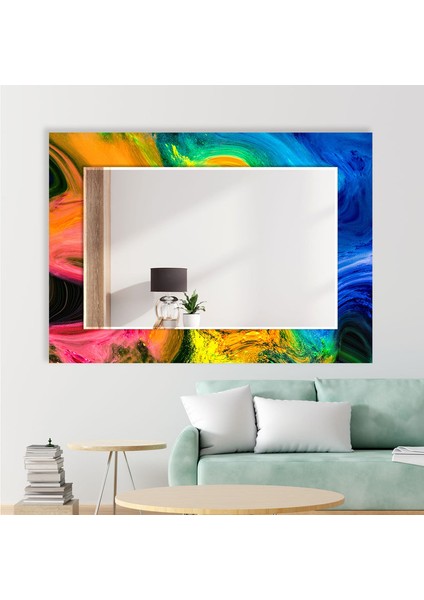 Soyut Desenli Temperli Cam Duvar Aynası modelleri
