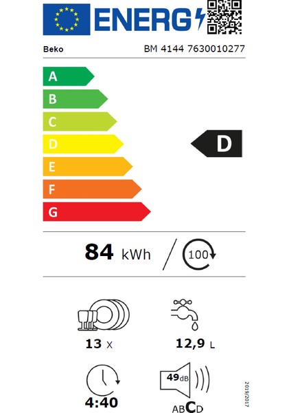 Bm 4144 D Enerji Sınıfı 4 Programlı Bulaşık Makinesi