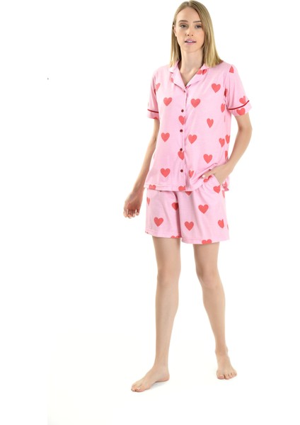 Kalp Desen Kadın Pijama Takımı