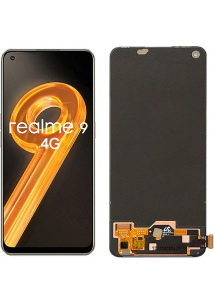 Realme 9 Uyumlu LCD Dokunmatik Ekran Çıtasız Siyah(Tamir Seti )