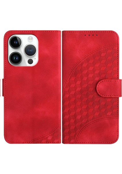 IPhone 13 Için Kılıf Pro Max Darbeye Deri Kılıf Geometrik Desen Kartı (Yurt Dışından)